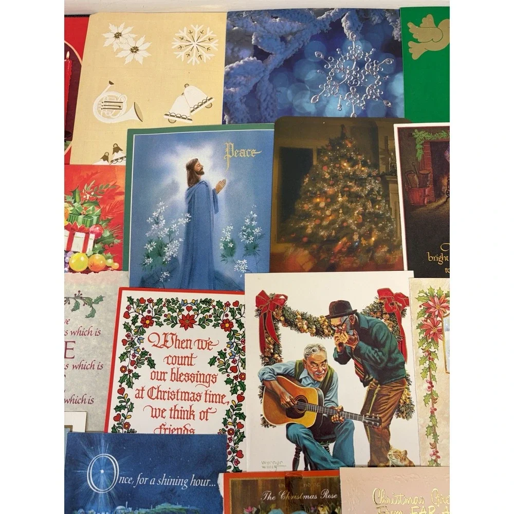 Vintage Christmas Cards Fronts ONLY Traditional Scrapbooking Decoupage Lot 50+